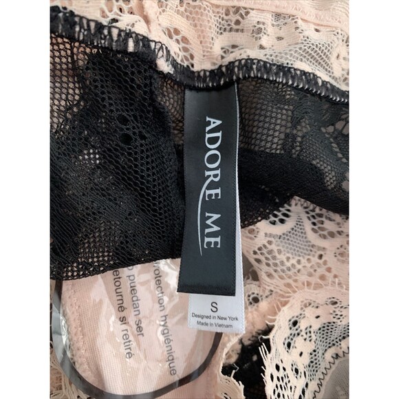 Adore Me Contour Balconette Halter Bodysuit Lace Size Small Black & Pink NEW B6 - Picture 4 of 8